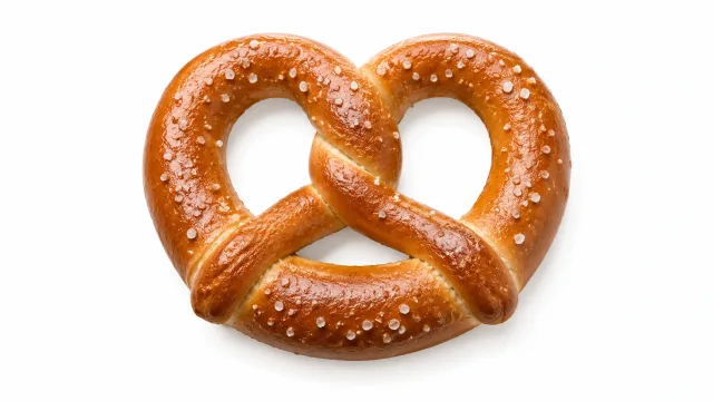 Golden pretzel with coarse salt crystals for carnival event rental supplies